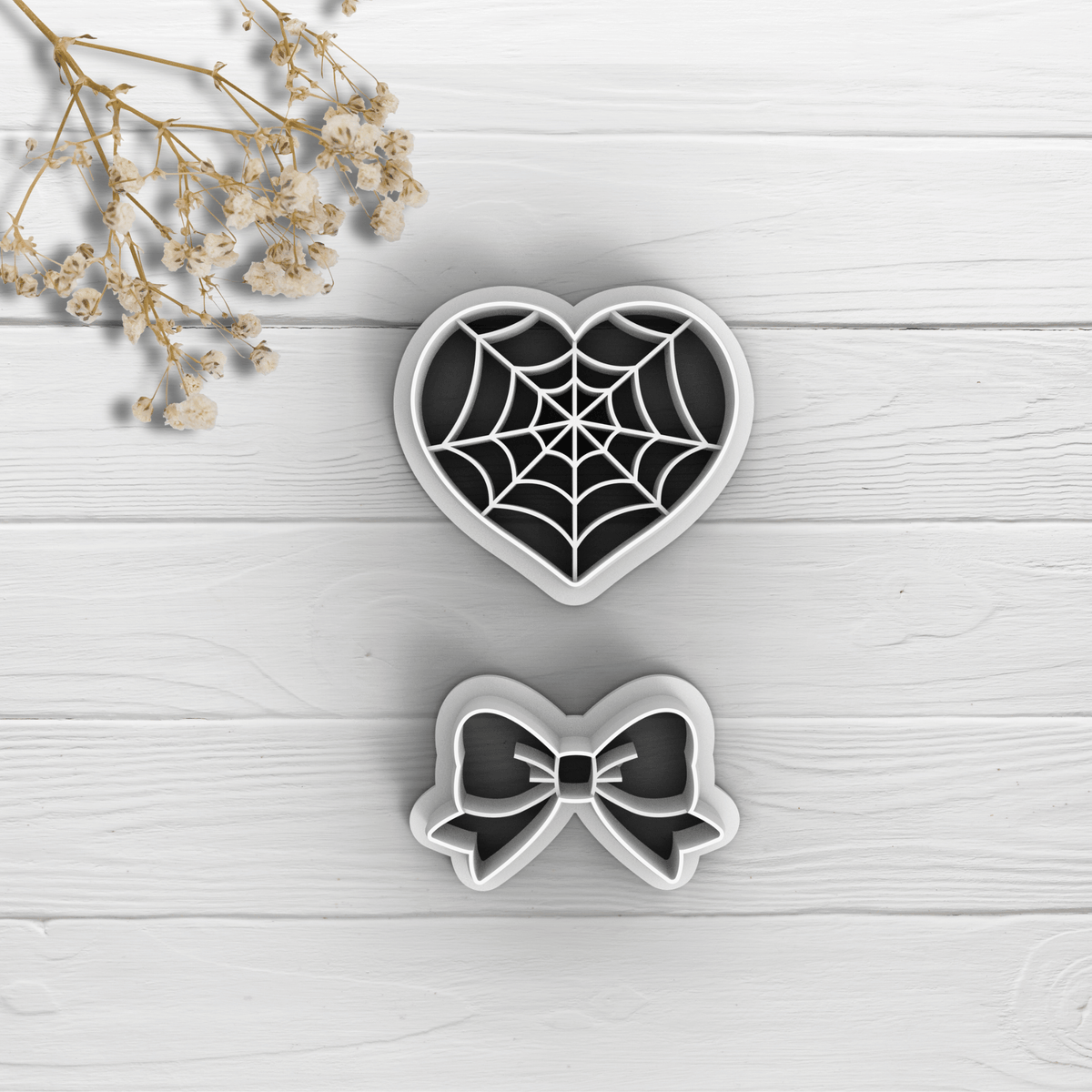 Cortador Arcilla Polimérica| Spooky Bow Heart | Minipekas