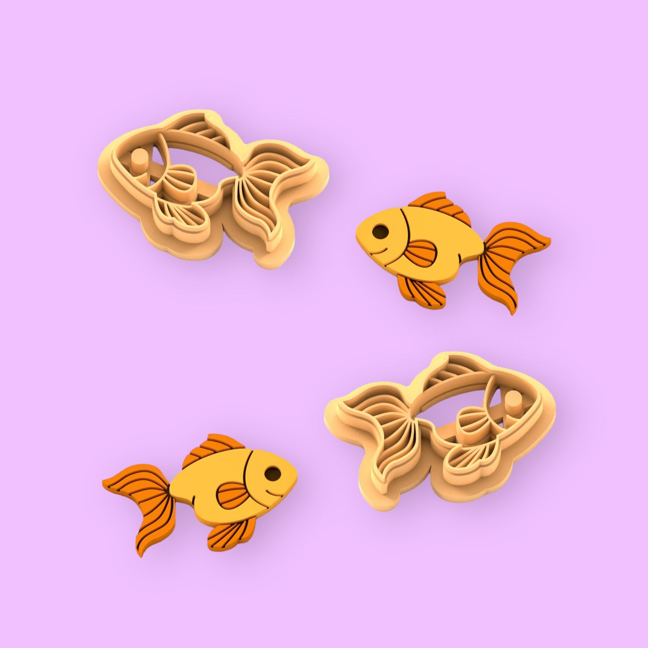 Polymer clay cutter gold fish