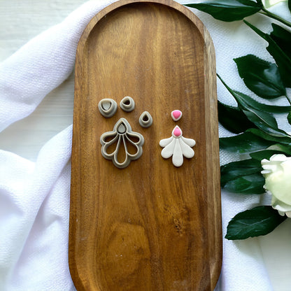 Petalos de flores con piedra  cortador de arcilla polimerica