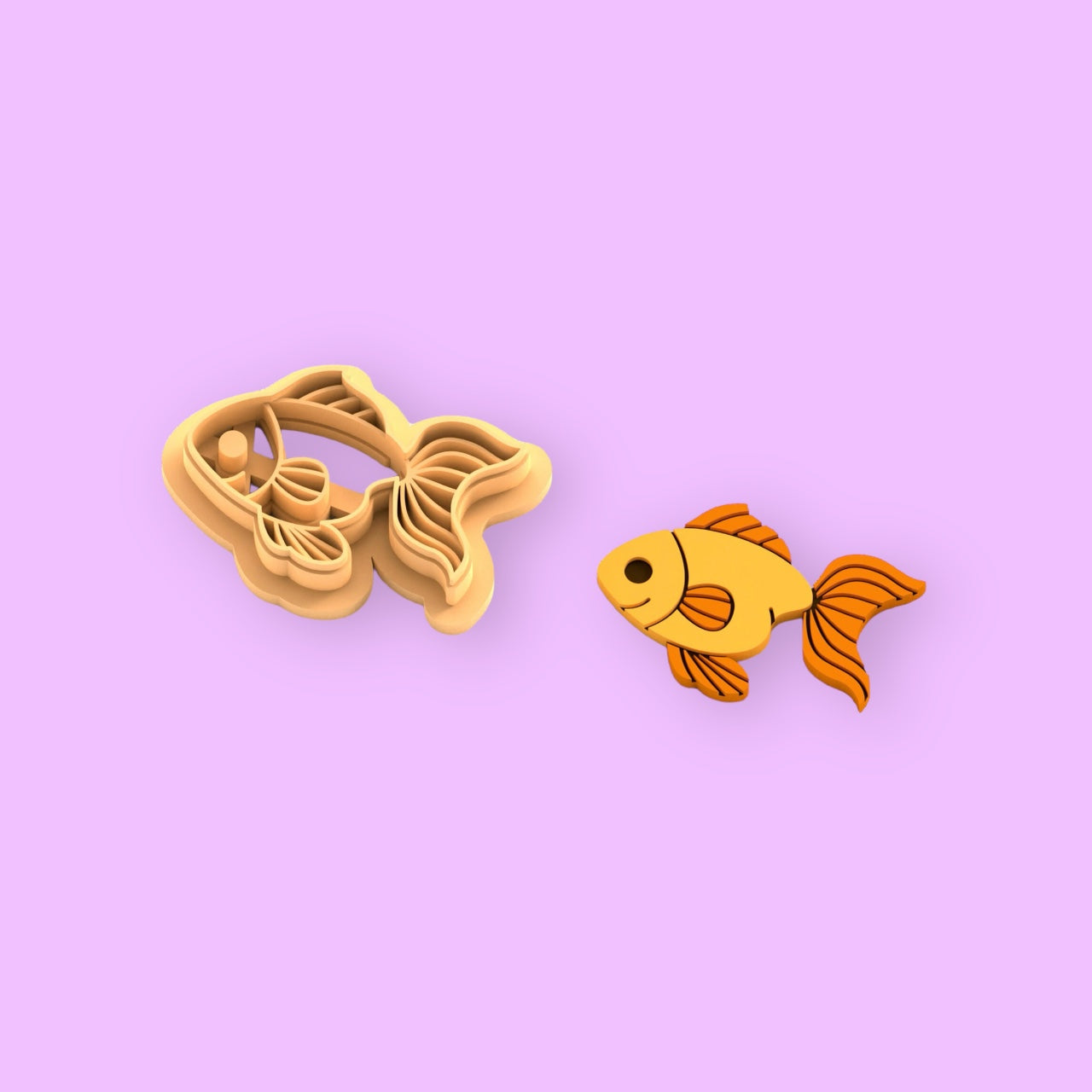 Polymer clay cutter gold fish