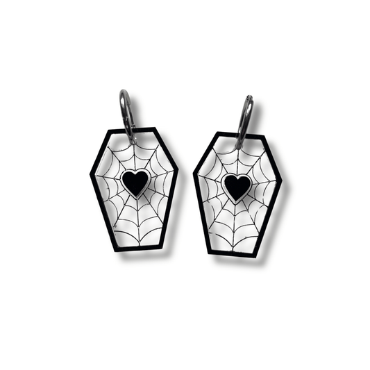 Pendientes Ataud Halloween de Metacrilato - Acero Inoxidable | Minipekas