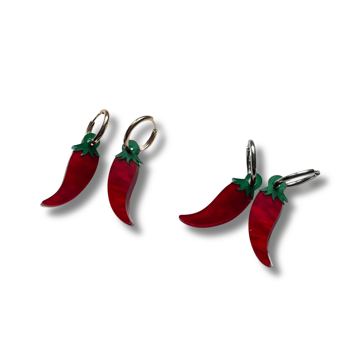 Pendientes Guindilla de Metacrilato - Acero Inoxidable | Minipekas