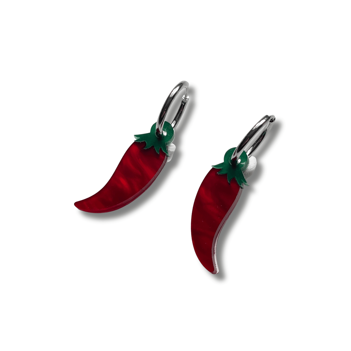 Pendientes Guindilla de Metacrilato - Acero Inoxidable | Minipekas