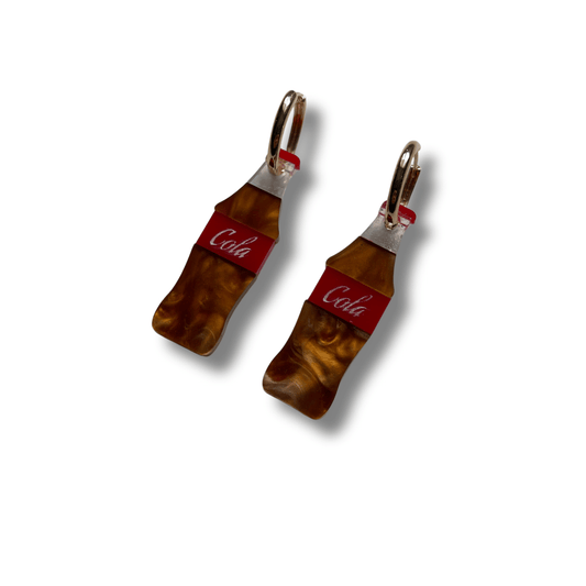 Pendientes Botella Cola de Metacrilato - Acero Inoxidable | Minipekas