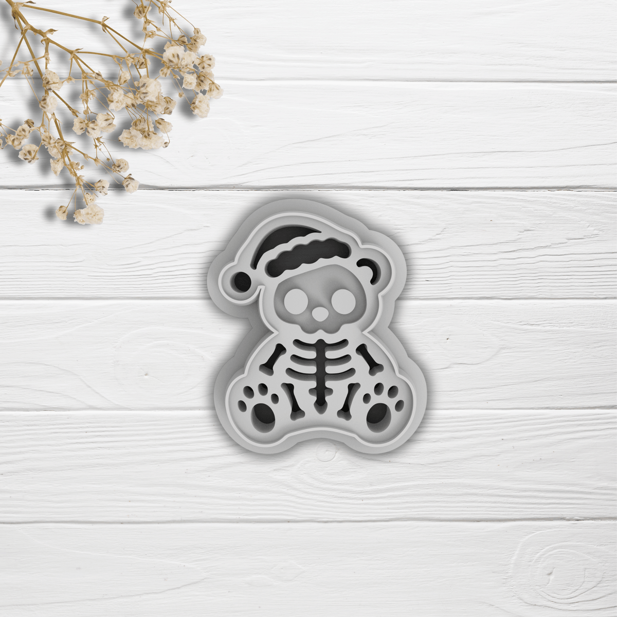 Cortador Arcilla Polimérica| Oso Navidad Esqueleto | Minipekas